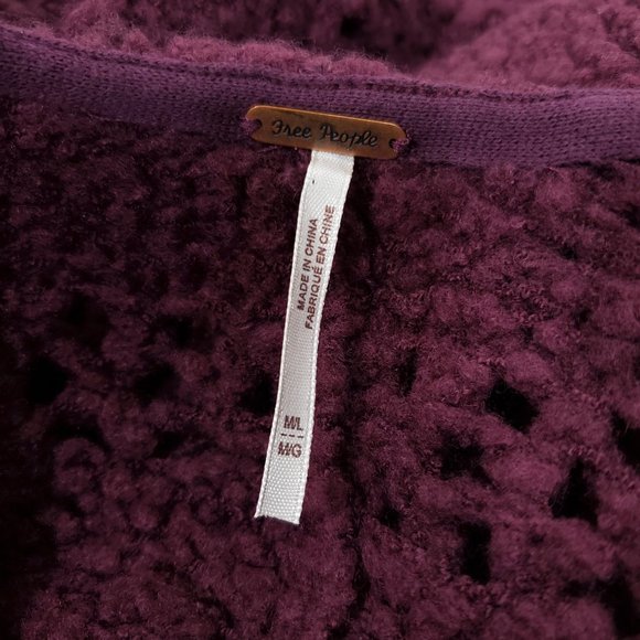 Free People Wine Knit Saturday Morning Cardigan - Picture 5 of 6